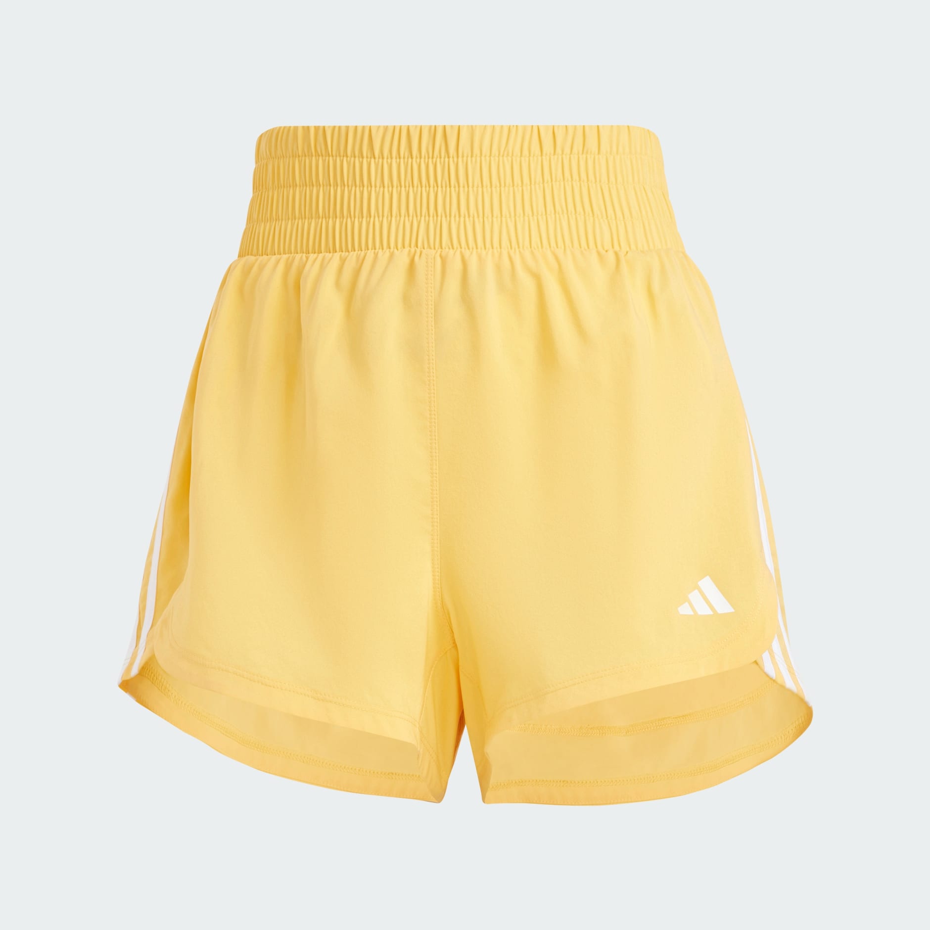 Adidas Pacer Training Stripes Woven High Rise Shorts Orange