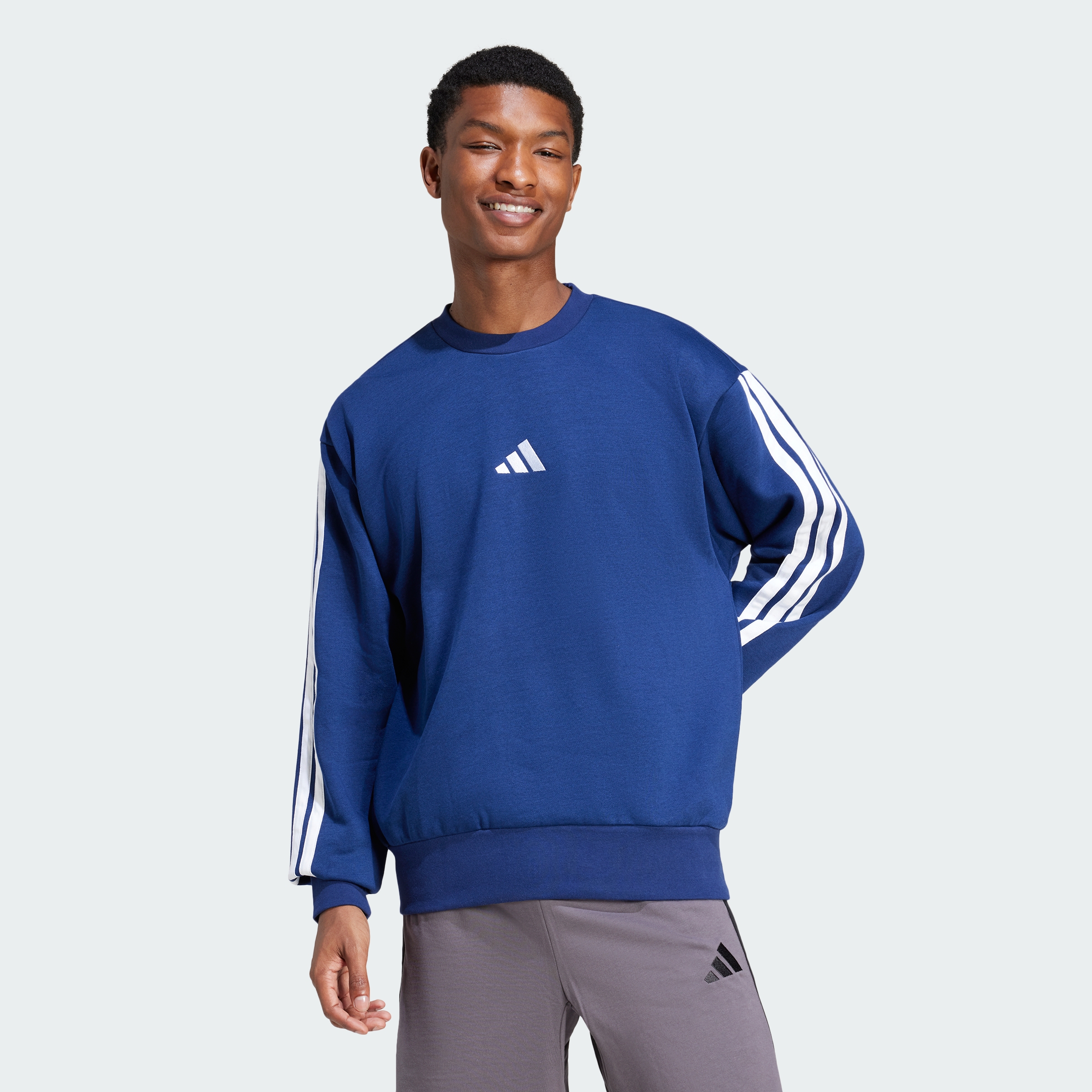 adidas men Essentials 3-Stripes Fleece Sweatshirt