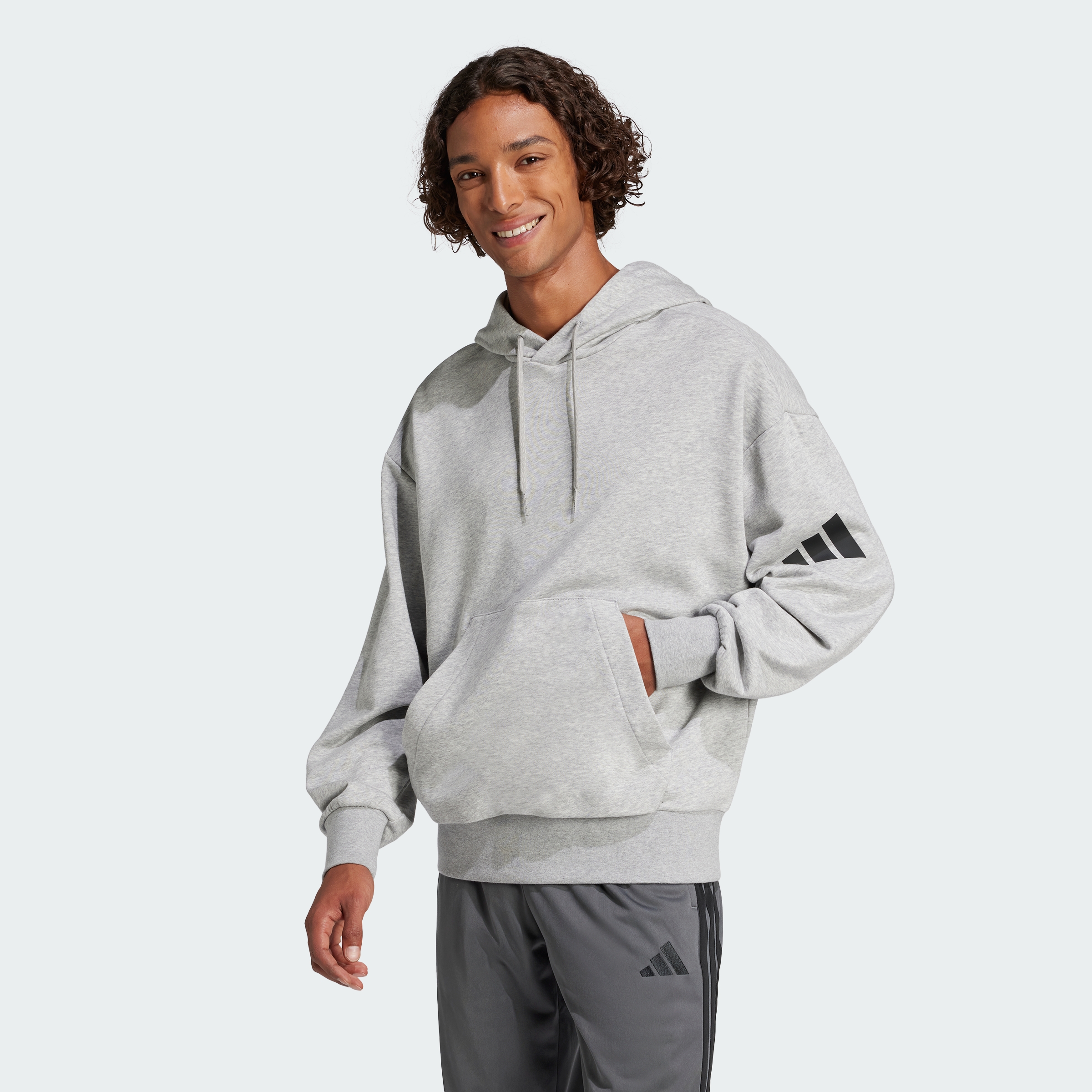 французская махровая толстовка adidas men Essentials свободного кроя с логотипом 3 Bar