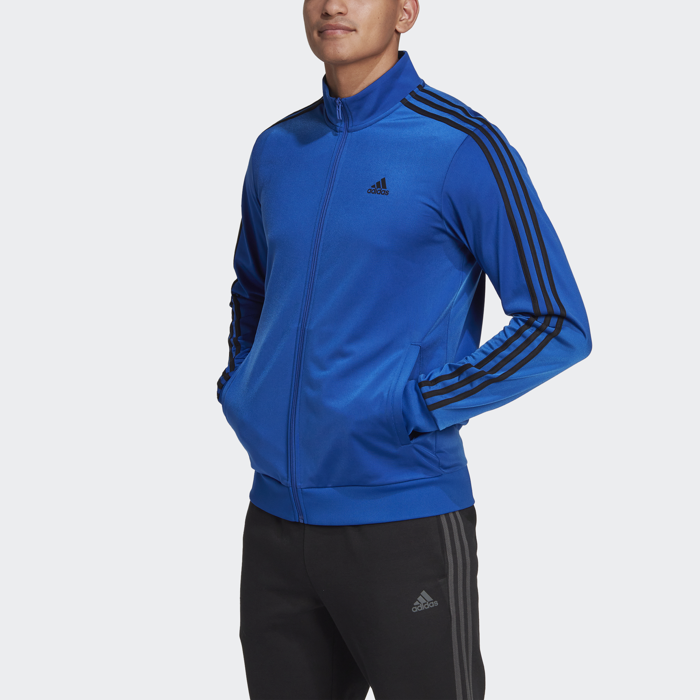 adidas Essentials Warm-Up 3-Stripes Track Jacket - Blue