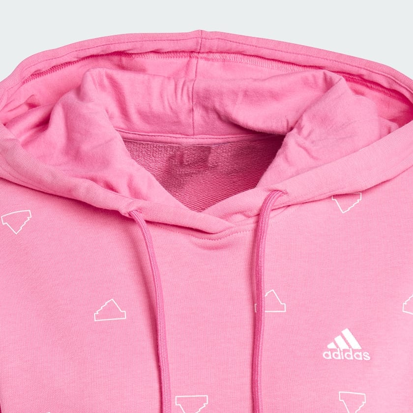 Rosado Polerón con Capucha Essentials Monogram Regular French Terry Estampado