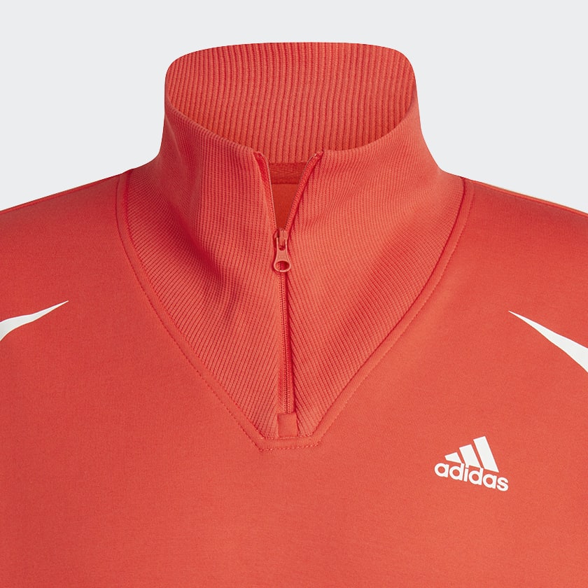Orange Colorblock Quarter Zip Sweatshirt