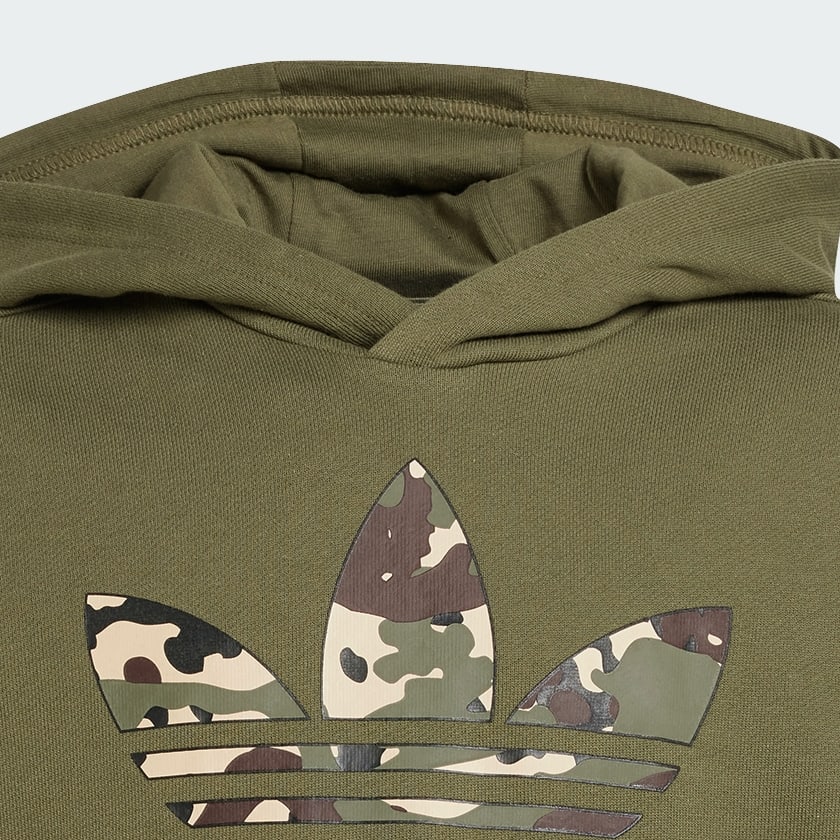 Olive green trefoil hoodie clearance