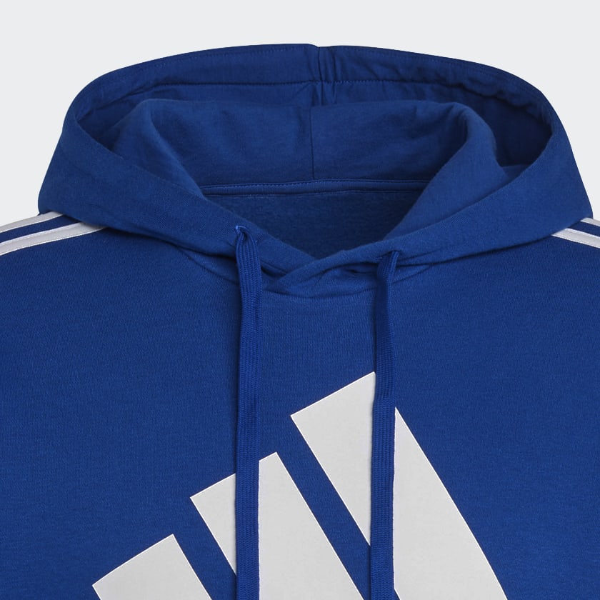 Blue Essentials Fleece 3-Stripes Logo Hoodie