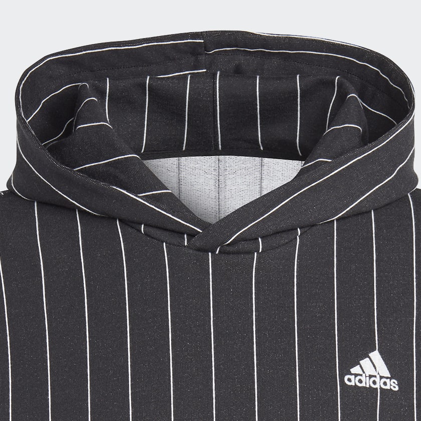 Noir Sweat-shirt à capuche en molleton à fines rayures