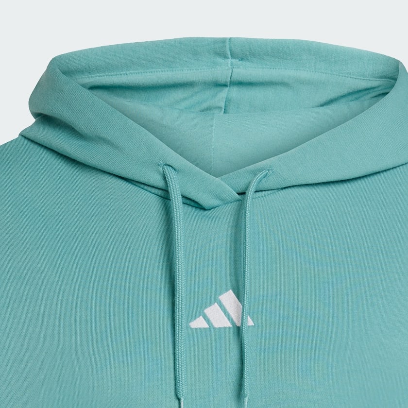 Turquesa Sudadera Corta con Gorro Essentials 3 Franjas Felpa Francesa