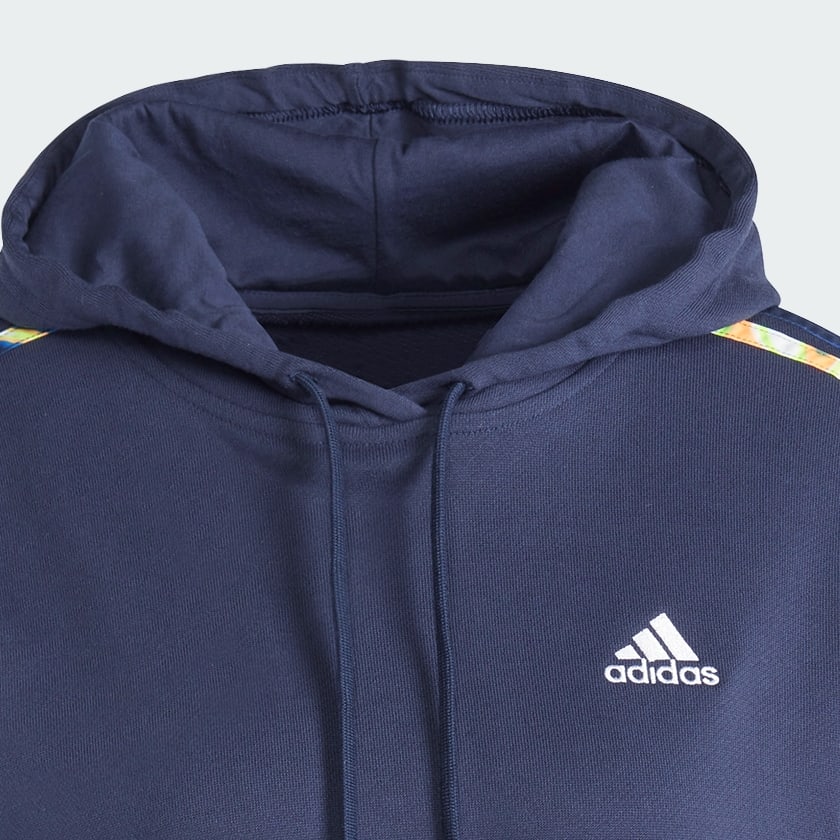 Azul Polera con capucha 3 Tiras Vibrant Print