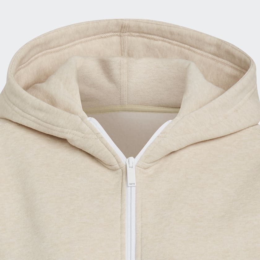 bézová Mikina s kapucňou adidas Sportswear Studio Lounge Fleece Hooded Full-Zip