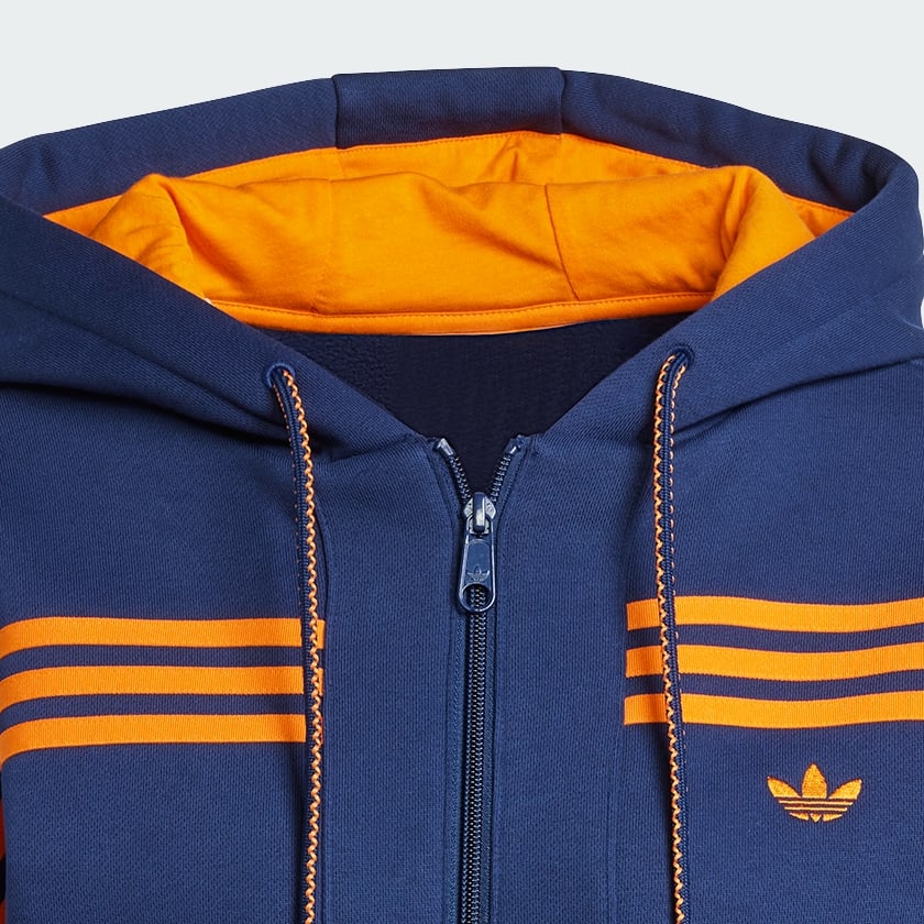 Blue 70s Short Full Zip Fleece Hoodie