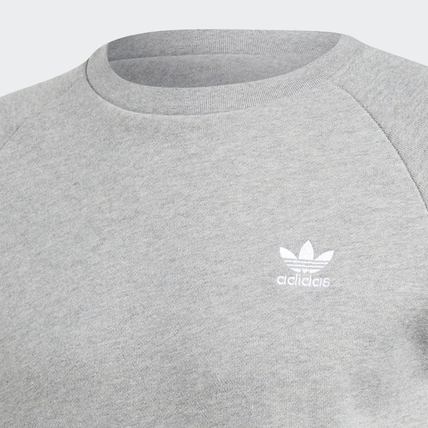 adidas LOUNGEWEAR Trefoil Essentials Crewneck Sweatshirt Grey adidas New Zealand