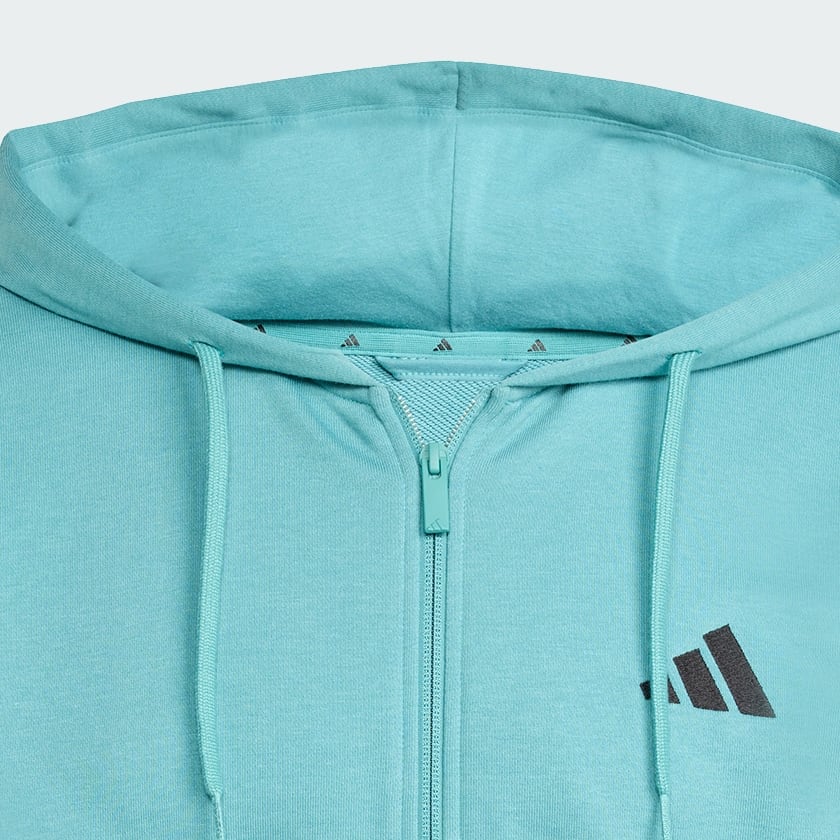 Turkis Essentials 3-Stripes French Terry Full-Zip hættetrøje