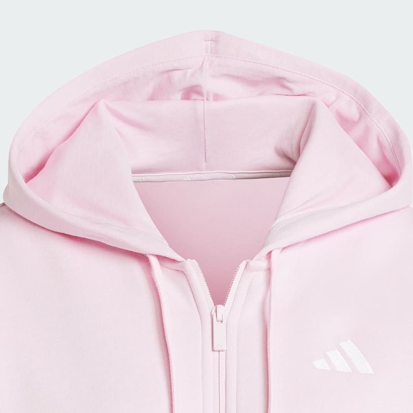 Rosado Polerón con Capucha Essentials Fleece 3 Tiras y cierre frontal