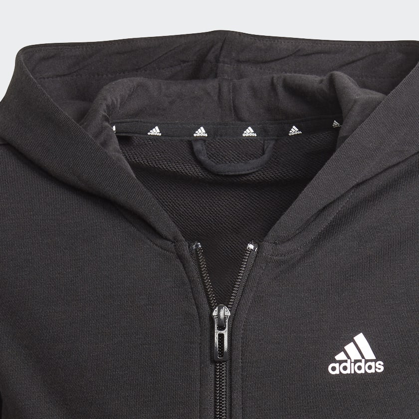 Negro Polera con Capucha adidas Essentials Cierre Frontal