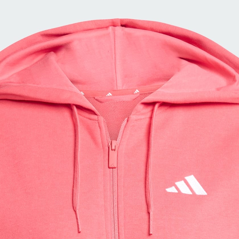 ruzová Mikina Essentials 3-Stripes French Terry Full-Zip