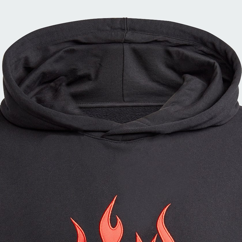 Preto Moletom Capuz Flames Logo