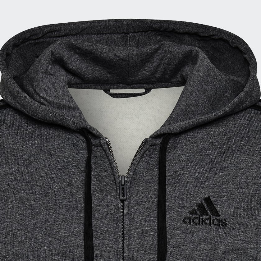Γκρι Essentials Fleece 3-Stripes Full-Zip Hoodie