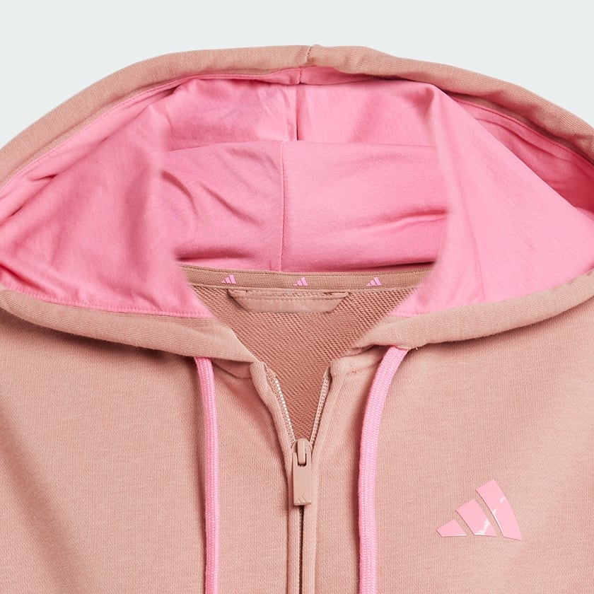 Rosa Buzo con capucha Essentials Color Pop de felpa francesa y cierre frontal