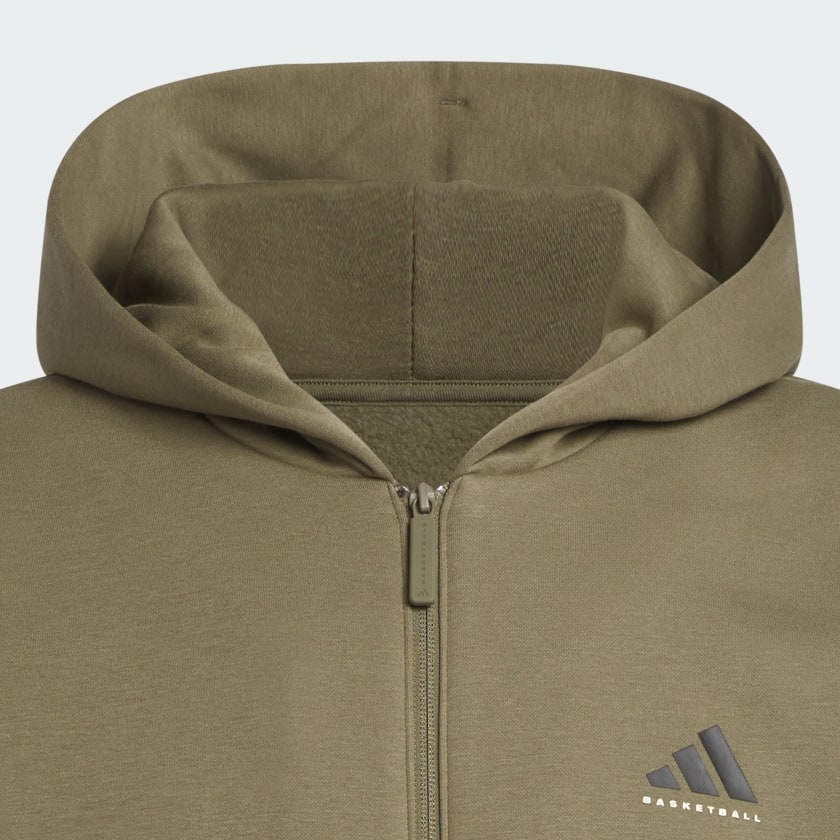 Verde Moletom Capuz Zíper adidas Basketball (Unissex)