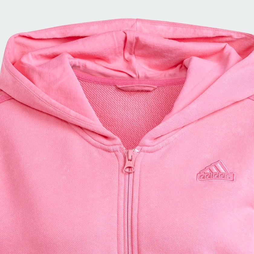Rosa Moletom Moletinho Capuz Zíper ALL SZN Três Listras Garment Wash