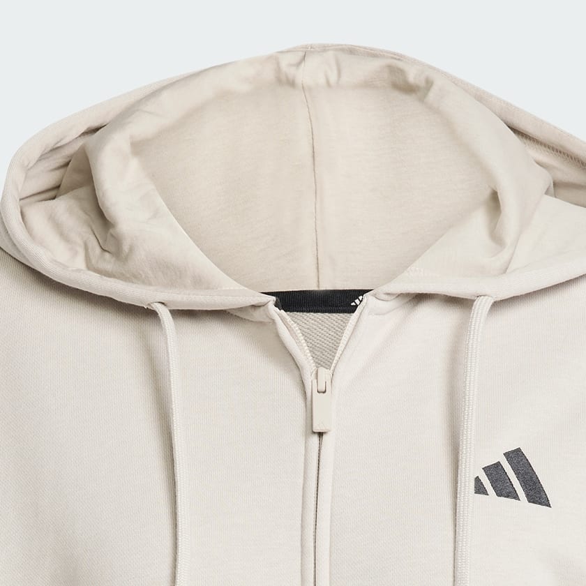 Beige Sudadera de 3 Franjas con gorro y cierre frontal de tela french terry con estampado animal print