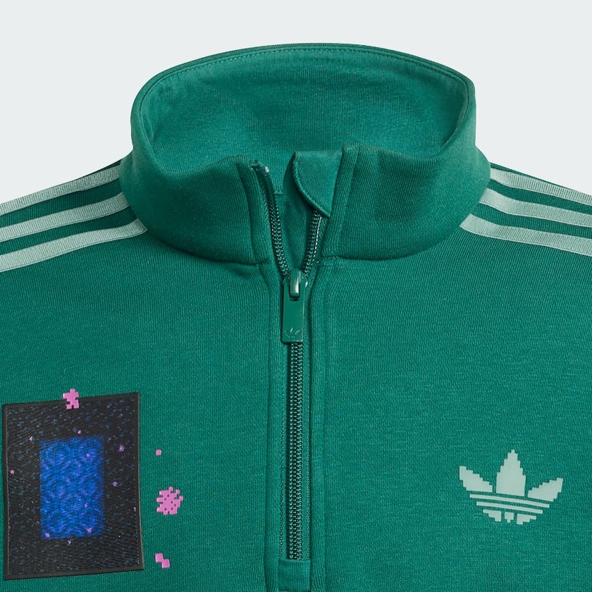 Verde SUDADERA ADIDAS MINECRAFT DE CUELLO REDONDO Y CIERRE CORTO