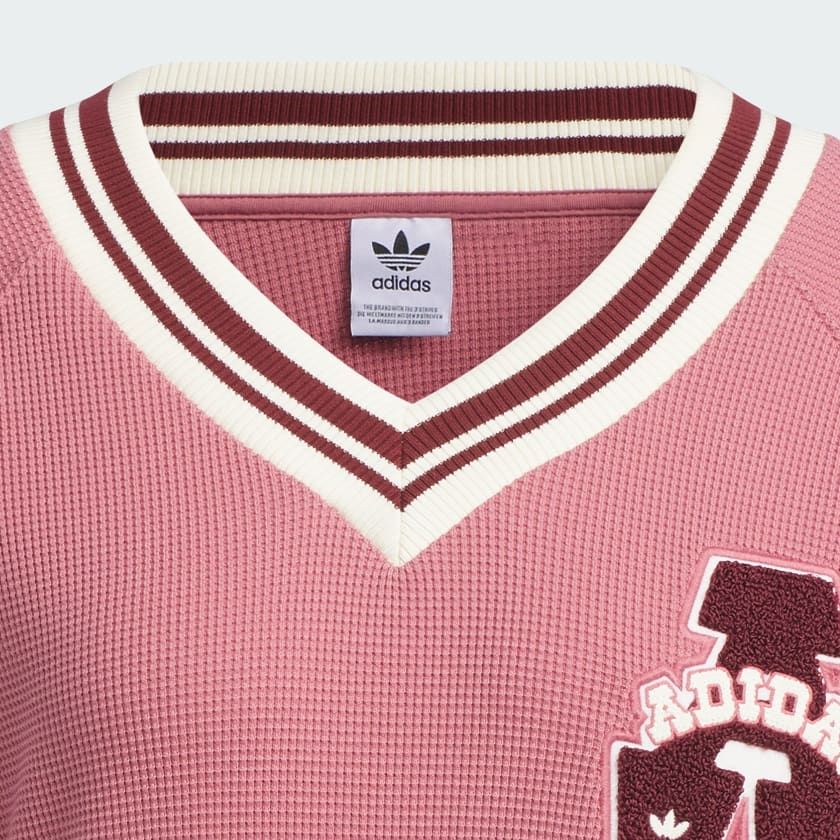 Hong Áo Sweatshirt Cổ Chữ V Collegiate