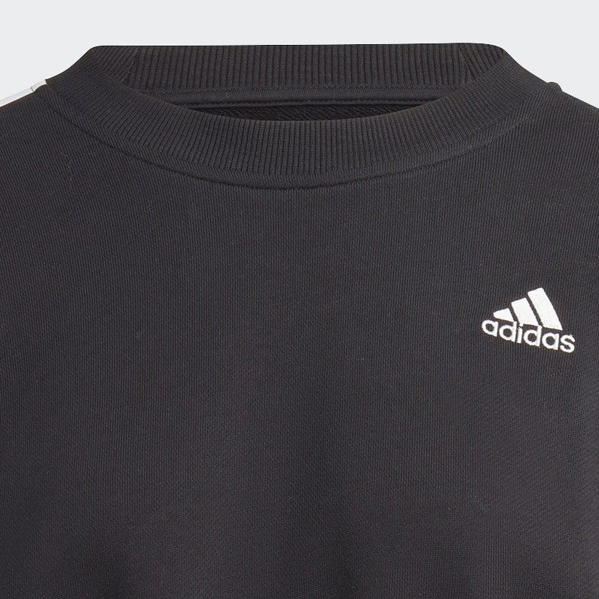 Schwarz Essentials 3-Streifen Crop Sweatshirt