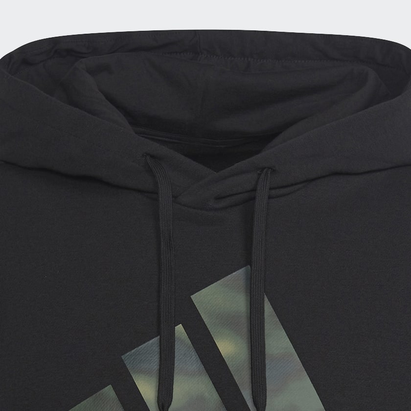 Noir Sweat-shirt à capuche en molleton imprimé camouflage Essentials