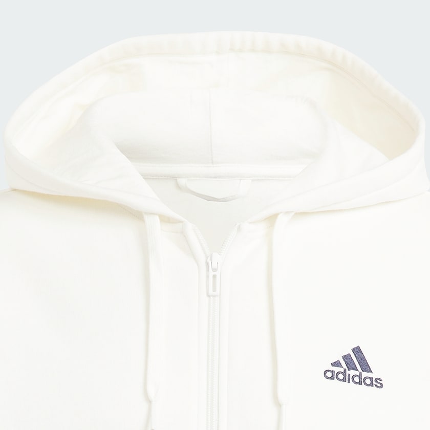 Blanco Polera con Capucha Colorblock Cierre Frontal
