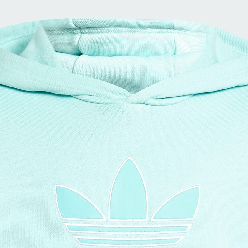 Turquesa Polera con Capucha Oversized Logo Grande Niños