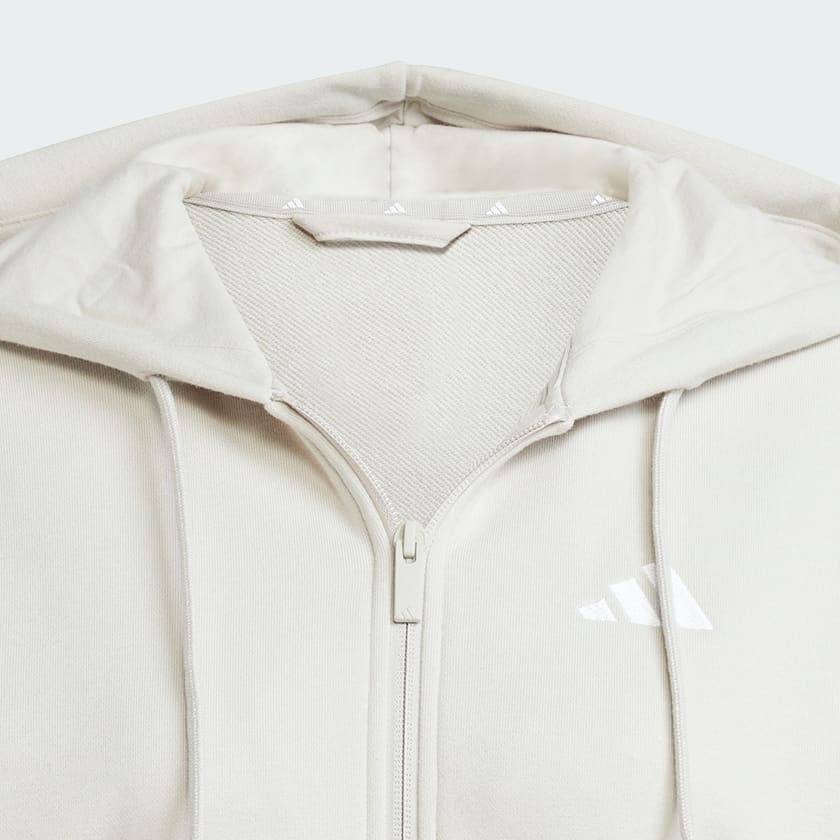 bézová Mikina Essentials 3-Stripes French Terry Full-Zip