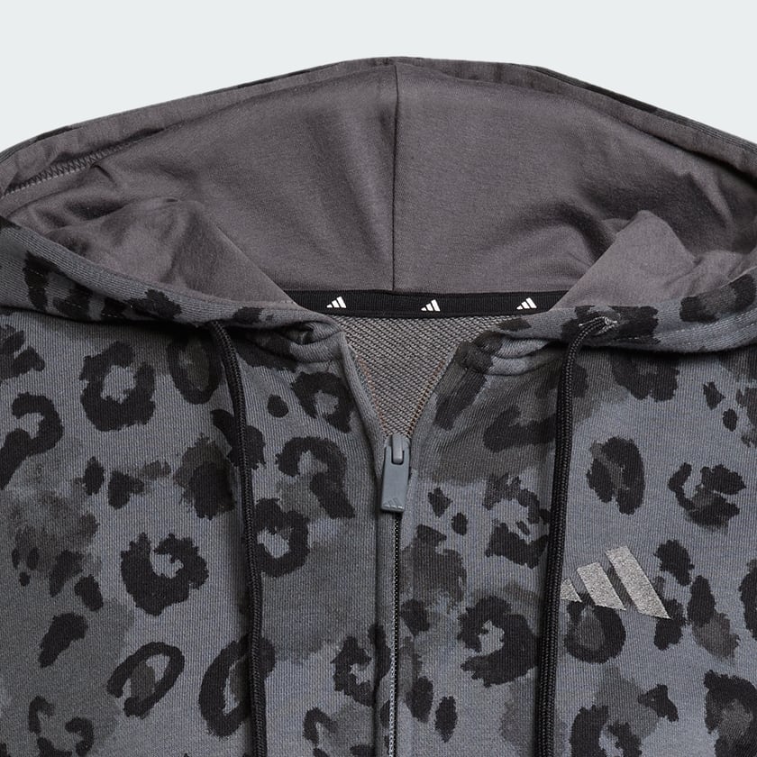 vícebarevná Animal Print 3-Stripes French Terry Full-Zip Hoodie