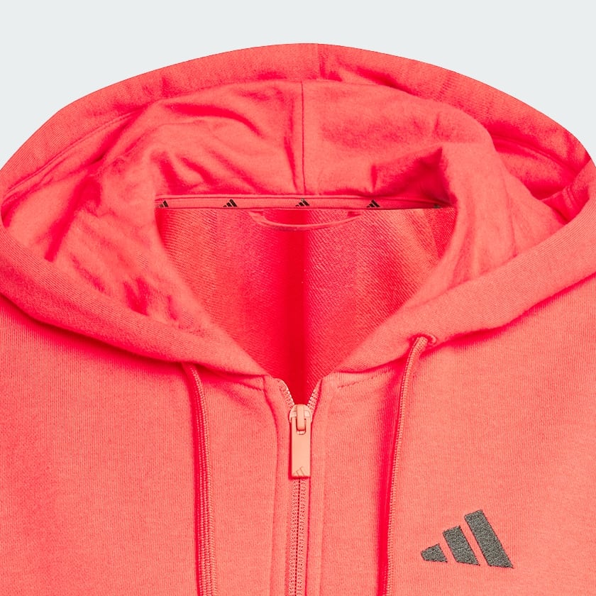 Red Essentials 3-Stripes French Terry Full-Zip Hoodie