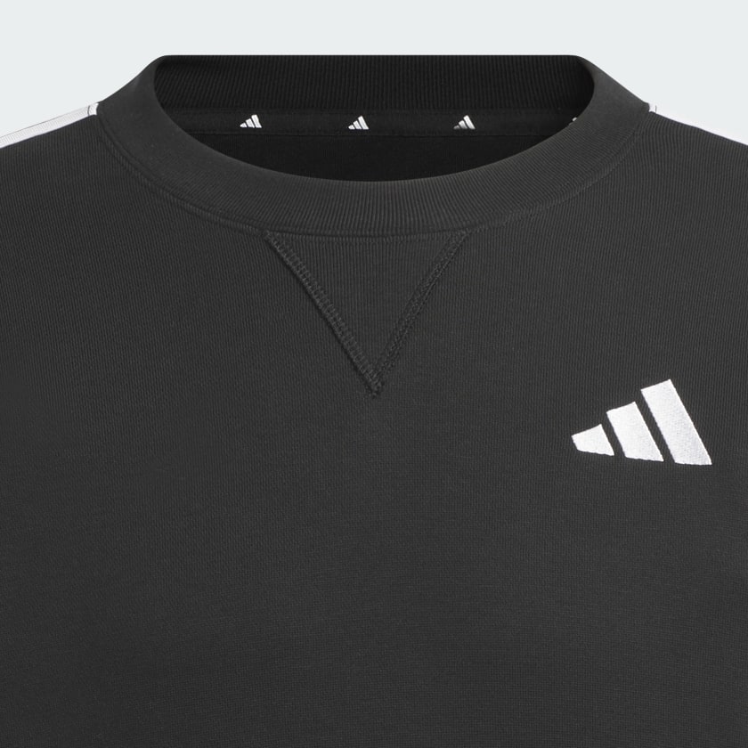 ブラック エッセンシャルズ プラス ルーズフィット スリーストライプス フレンチテリー スウェットシャツ