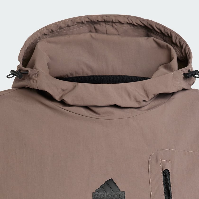 Marron Sweat-shirt à capuche City Escape Woven