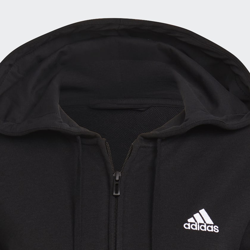 สีดำ เสื้อฮู้ดซิปยาวเต็มตัว Essentials Logo