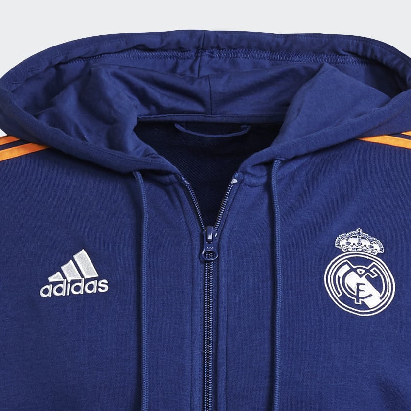 adidas Real Madrid 3-Stripes Full-Zip Hoodie - Blue | Free adidas Real Madrid 3-Stripes Full-Zip Hoodie - Blue | Free