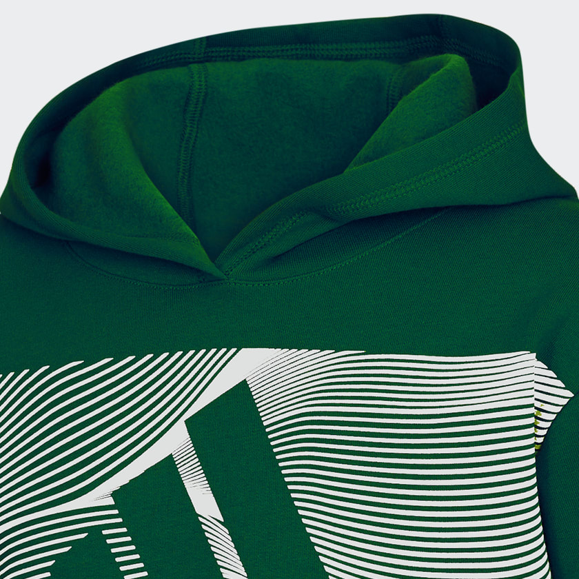 Green Cotton Fleece Pullover Hoodie