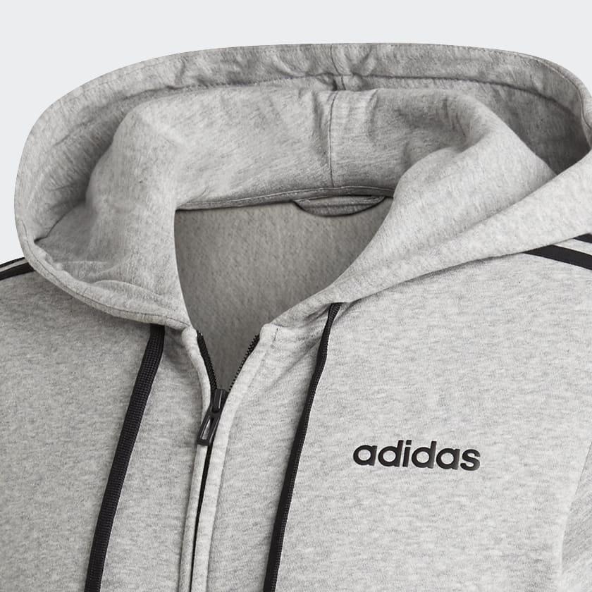 Grey Essentials 3-Stripes Fleece Hoodie