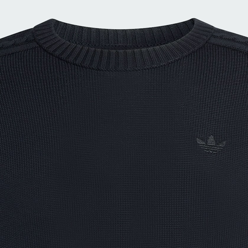 Schwarz Hochwertiges Essentials Stricksweatshirt mit Rundhalsausschnitt