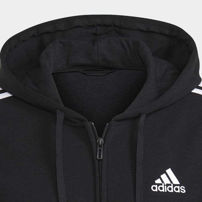 Essentials Fleece 3-Stripes Full-Zip Hoodie - Black | Men's Training | adidas US