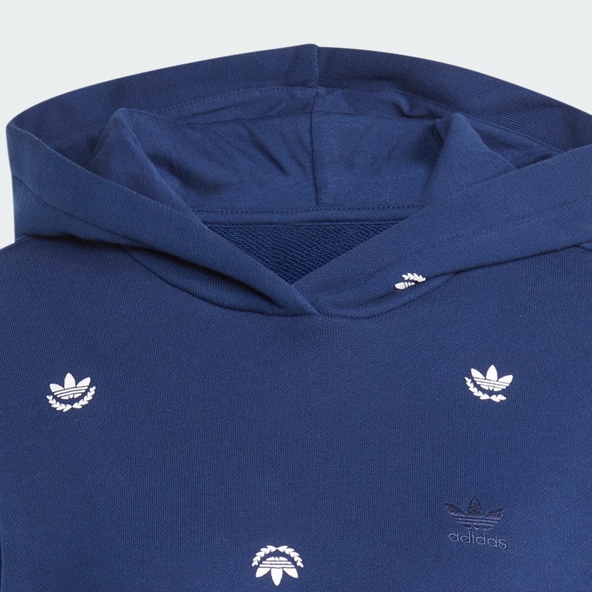 adidas Allover Mini Crest Logo Hoodie - Blue | Free Shipping with