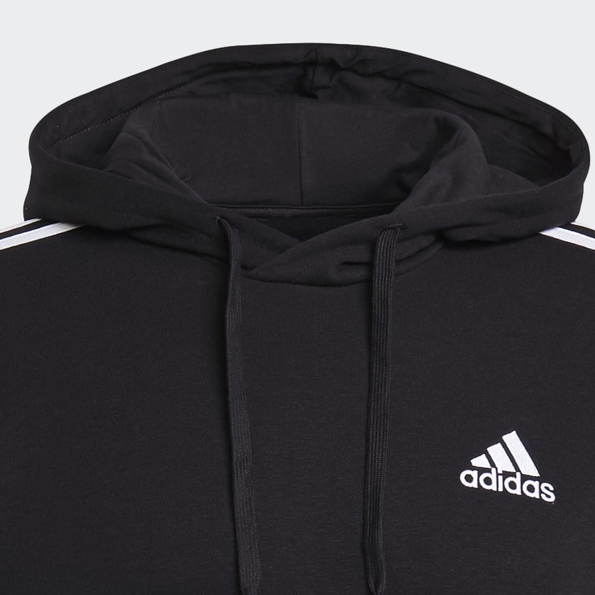 Schwarz Essentials Fleece 3-Streifen Hoodie
