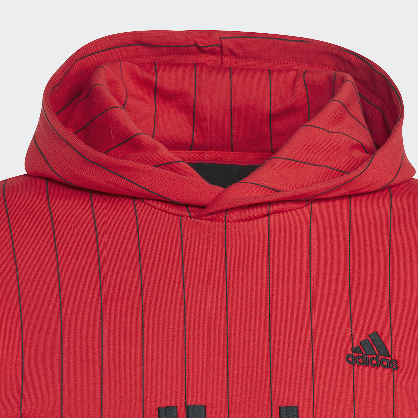 Red Pinstripe Fleece Hoodie