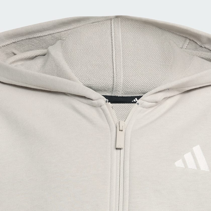 Beige adidas Girls 3-Stripes Animal French Terry Hooded Track Top Kids