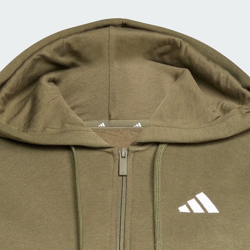 zelená Mikina s kapucňou Essentials 3-Stripes Full-Zip Fleece