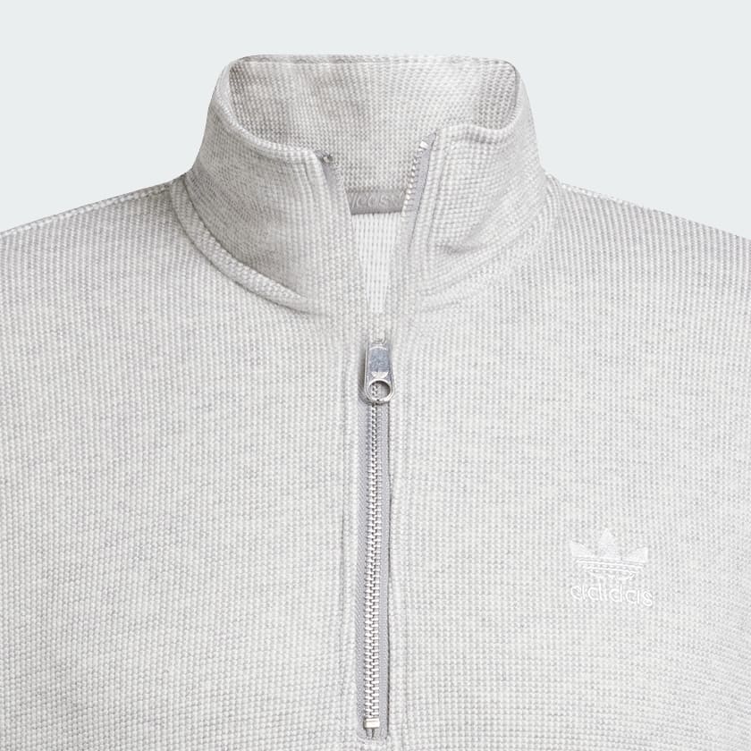 Grau Trefoil Essentials Waffle 1/2 Zip Sweatshirt