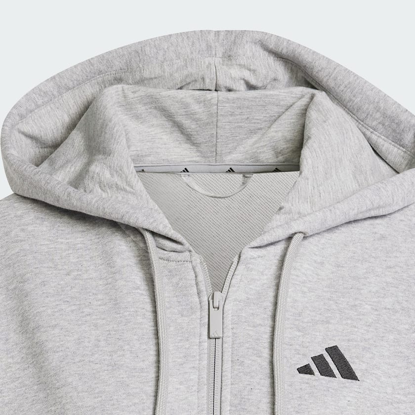 Γκρι Essentials 3-Stripes French Terry Full-Zip Hoodie