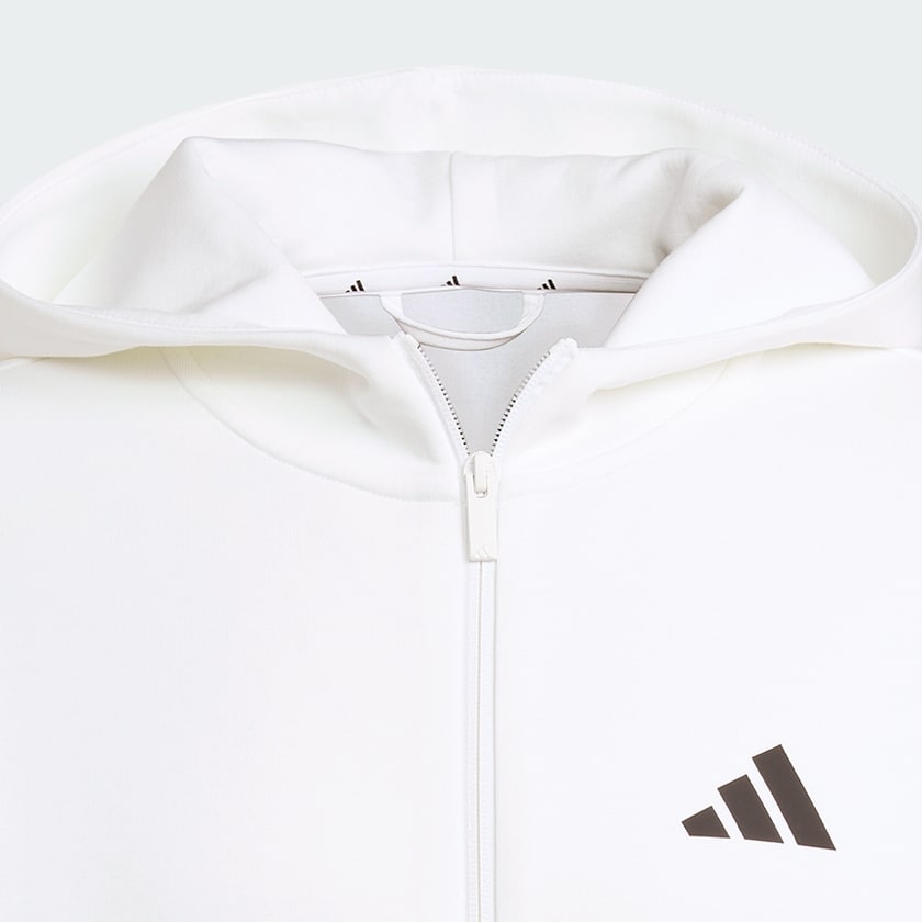 Blanco Chamarra con gorro Future Icons 3 Franjas con cierre frontal