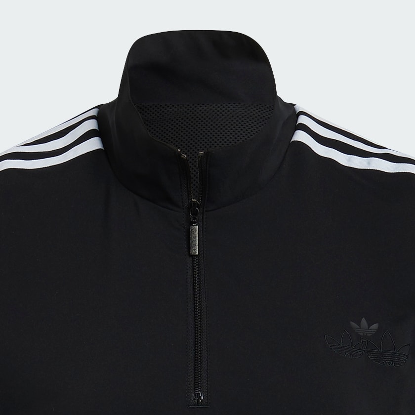 Nero Felpa Triple Trefoil Woven Half-Zip